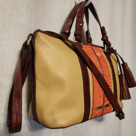 Brahmin Mini Asher Tote, LEATHER "Pimento Lady Vineyard Collection" EUC Tassels - Picture 3 of 16